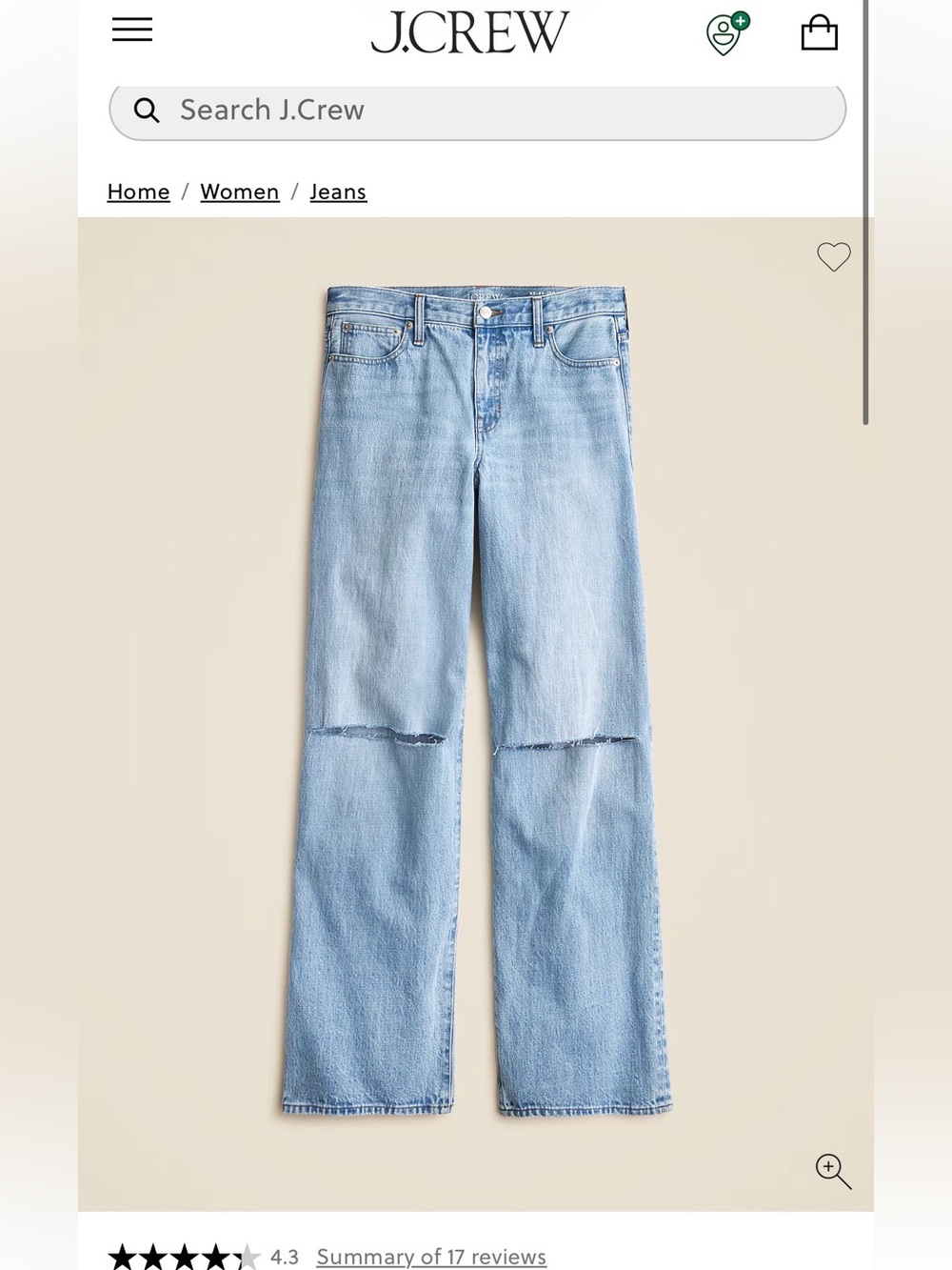 J.Crew NWT Wide Leg Distressed Jeans Size 25 CH957 $158 Retail